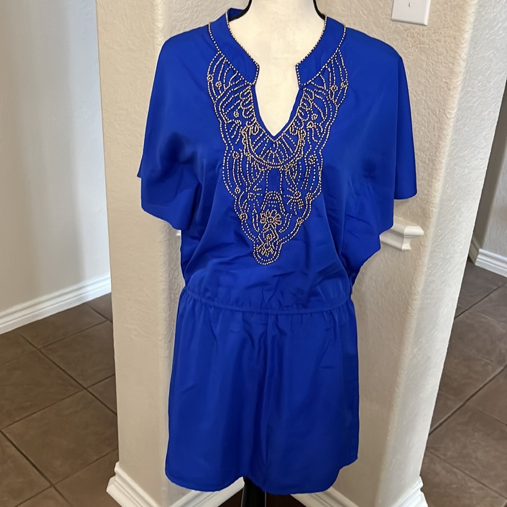 Angie cobalt blue beaded swimsuit cover up Size S